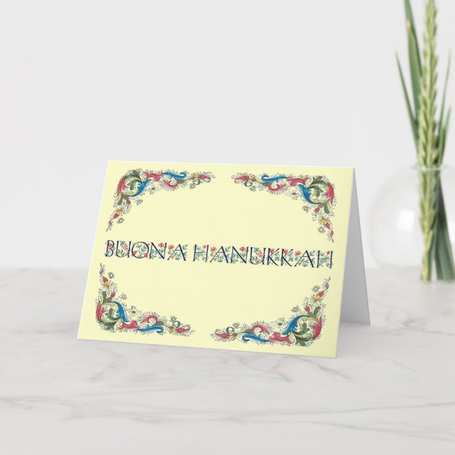 Cartão De Festividades Buona hanukkah - Hanukkah feliz no italiano (Frente)