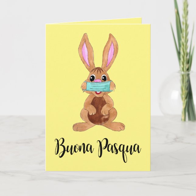 Cartão De Festividades Buona Pasqua Páscoa italiana - Coelhinho (Frente)