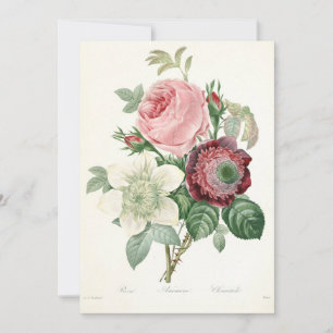 Cartão De Festividades Buquê de Anêmona Rosa de Aquarela Vintage Botânica