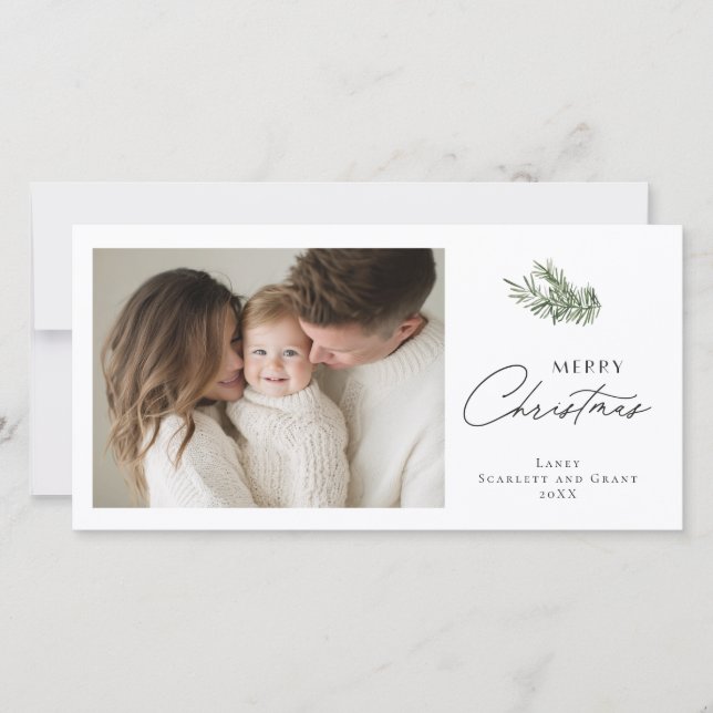 Cartão De Festividades Buquê de Férias Mínimo de Natal Alegre (Frente)