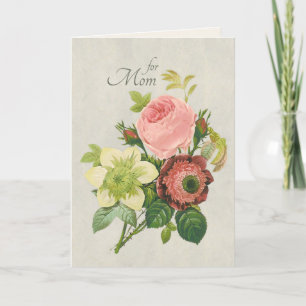 Cartão De Festividades buquê de flor Redouté Rosa Rosa Centifolia CC111