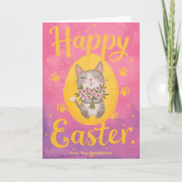 Cartão De Festividades Buquê de Gato Fofo Páscoa Personalizado Páscoa 