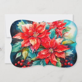 Cartão De Festividades Buquê de Poinsettia Adicionar Assinatura e Saudaçã