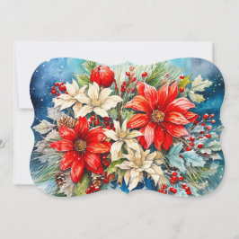 Cartão De Festividades Buquê de Poinsettia Adicionar Assinatura e Saudaçã