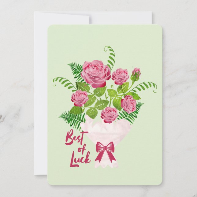 Cartão De Festividades Buquê de Rosas : Boa sorte  (Frente)