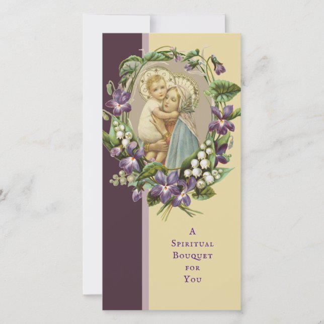 Cartão De Festividades Buquê espiritual Oração Católica Mary Jesus (Frente)