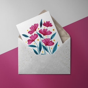 Cartão De Festividades Buquê floral bonito - magenta e lactato