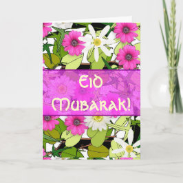 Cartão De Festividades Buquê floral cor-de-rosa Eid Mubarak