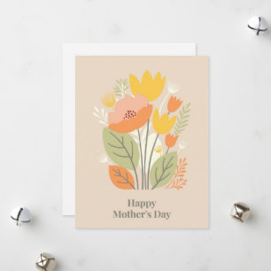 Cartão De Festividades Buquê Floral Verde Rosa Feliz Dia das Mães