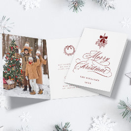 Cartão De Festividades Buquê Red Holly Berry Foto Romântica de Natal