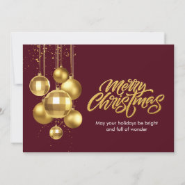 Cartão De Festividades Burgundia e Dourado Natal Contemporâneo
