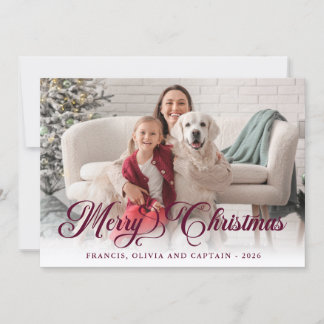 Cartão De Festividades Burgundy Feliz Natal Fotografia de Caligrafia Boni