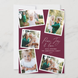 Cartão De Festividades Burgundy, guião elegante multifoto