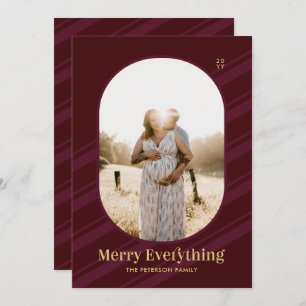 Cartão De Festividades Burgundy Red Stripes Feliz Feriado de Natal