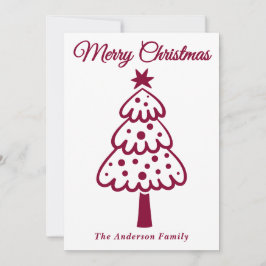 Cartão De Festividades Burgundy Whimsical Desenha Árvore de Natal