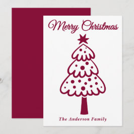 Cartão De Festividades Burgundy Whimsical Desenha Árvore de Natal