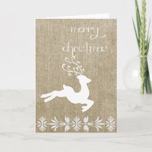 Cartão De Festividades Burlap Reindeer