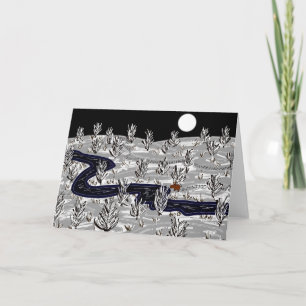 Cartão De Festividades burro à lua na neve