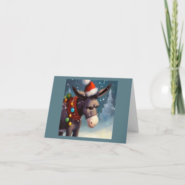 Cartão De Festividades Burro de Natal 2 (Frente)