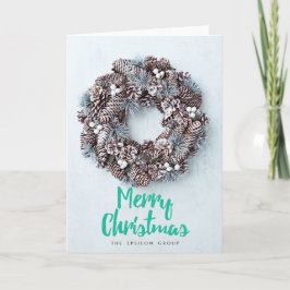 Cartão De Festividades Business Corporate Wreath Merry Christmas Card