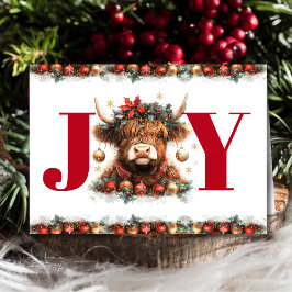 Cartão De Festividades Business Happy Holidays Festive Highland Cow Red