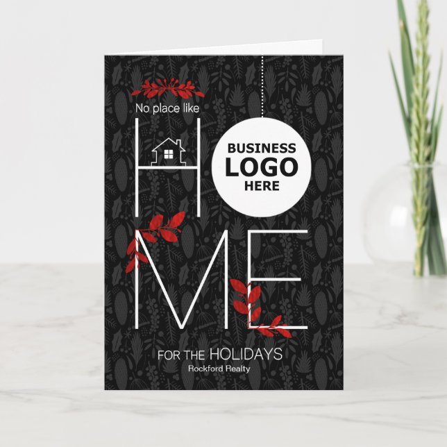 Cartão De Festividades Business Home for the Holidays Company Logo (Frente)