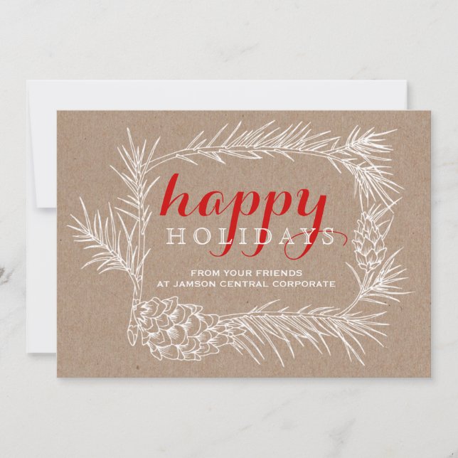 Cartão De Festividades Business Rusfir branch & cone frame Natal (Frente)