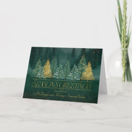 Cartão De Festividades Business Season's Greetings Green and Gold