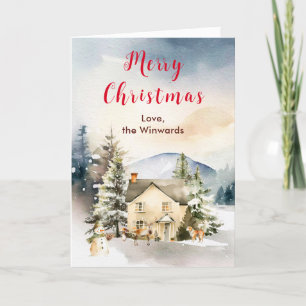 Cartão De Festividades Cabana de Férias de Inverno Feliz Natal