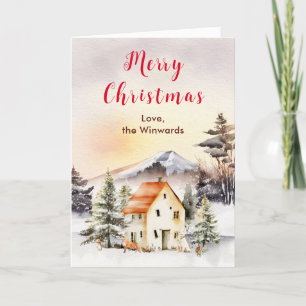 Cartão De Festividades Cabana de Férias de Inverno Feliz Natal