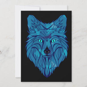 Cartão De Festividades Cabeça de Lobo Polar Azul
