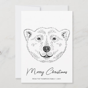 Cartão De Festividades Cabeça de Urso Polar Simples - Esboço de Arte em L