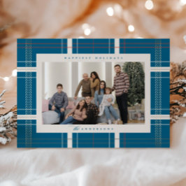 Cartão De Festividades Cabine Aconchegante de Plaid Elevado Floresta Azul