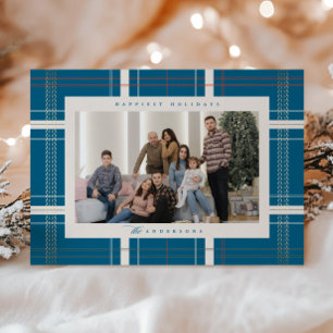 Cartão De Festividades Cabine Aconchegante de Plaid Elevado Floresta Azul