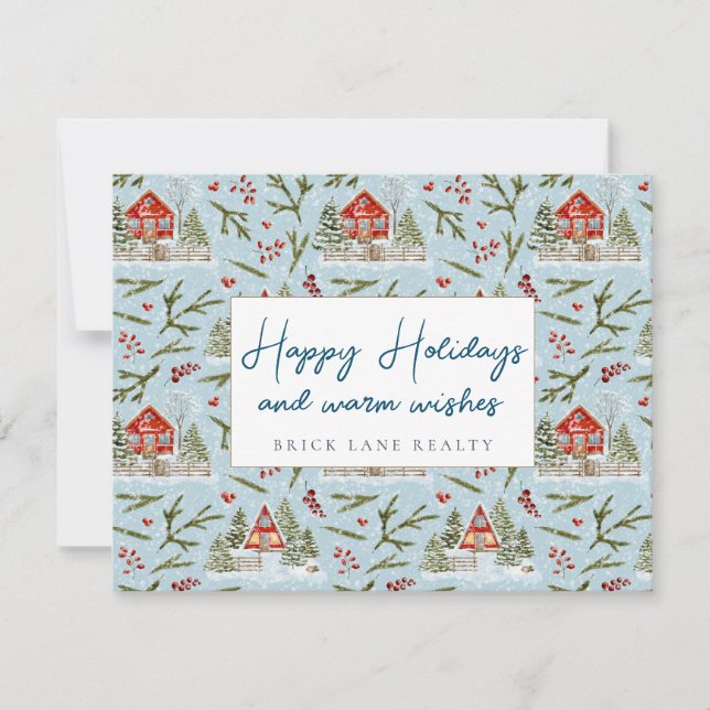 Cartão De Festividades Cabine Aconchegante Festivo Feliz Natal Imobiliári (Frente)