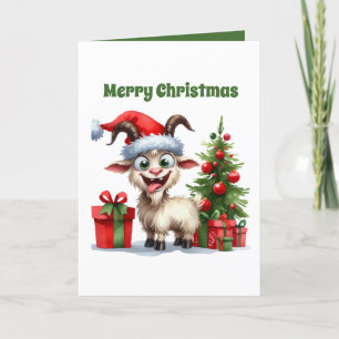 Cartão De Festividades Cabra de Natal festiva personalizável
