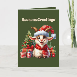 Cartão De Festividades Cabra de Natal festiva personalizável