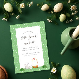 Cartão De Festividades Caça aos Ovos de Páscoa com Coelhinhos Fofos Arte 