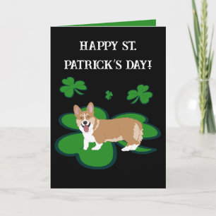 Cartão De Festividades Cachorrinho Corgi do Dia de São Patrício