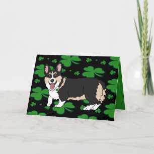 Cartão De Festividades Cachorrinho Corgi do Dia de São Patrício