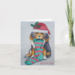 Cartão De Festividades cachorrinho preto e marrom bonitinho vestido de na