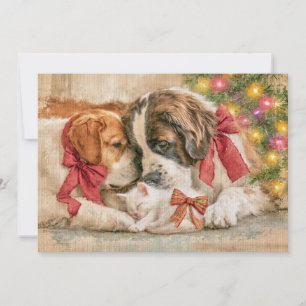 Cartão De Festividades Cachorrinhos Cachorros Gatinhos Amor Natal