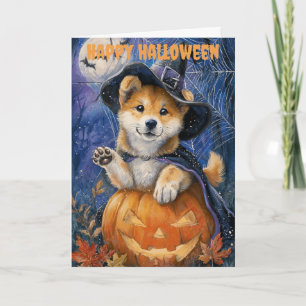 Cartão De Festividades Cachorro Akita no Halloween