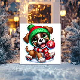 Cartão De Festividades Cachorro Alegre de Natal