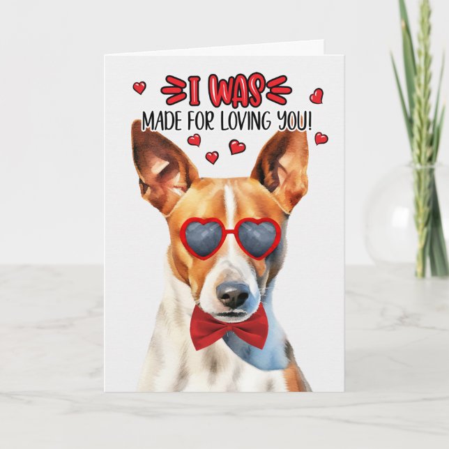 Cartão De Festividades Cachorro Basenji Feito por amar você Namorados (Frente)