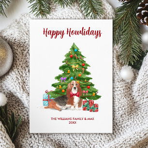 Cartão De Festividades Cachorro Basset Hound Fofo Família Natal