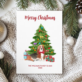 Cartão De Festividades Cachorro Basset Hound Natal