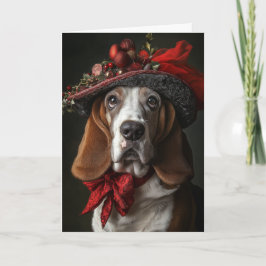 Cartão De Festividades Cachorro Basset Hound Vitoriano de Natal
