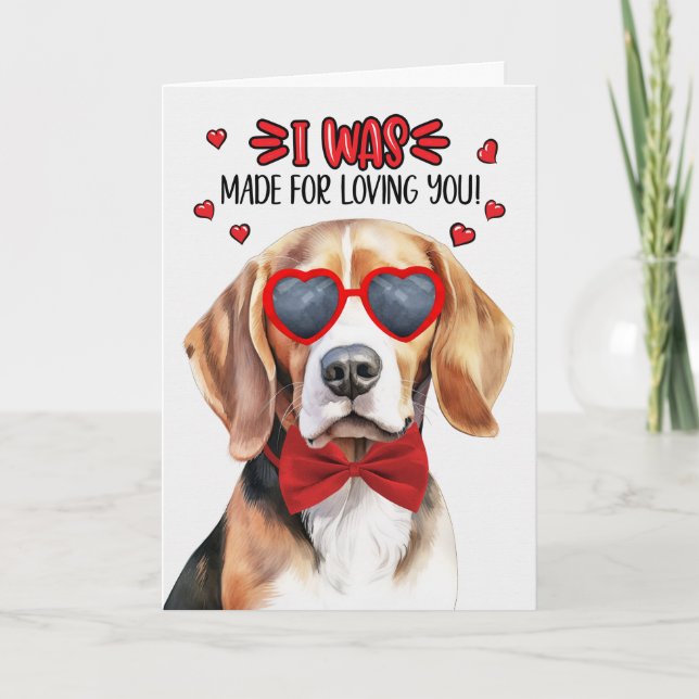 Cartão De Festividades Cachorro Beagle feito por amar você Namorados (Frente)