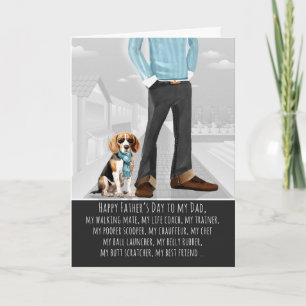 Cartão De Festividades Cachorro Beagle Fofo e Papai Dia dos Pais Divertid